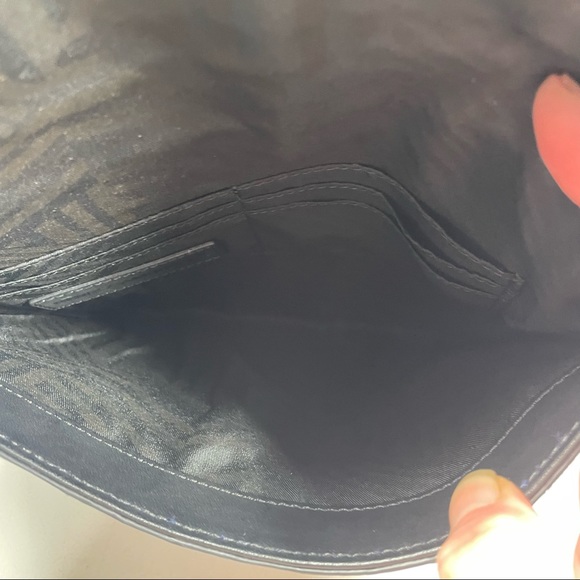 Rebecca Minkoff Navy Stripe Suede and Leather Envelope Clutch - Picture 4 of 11